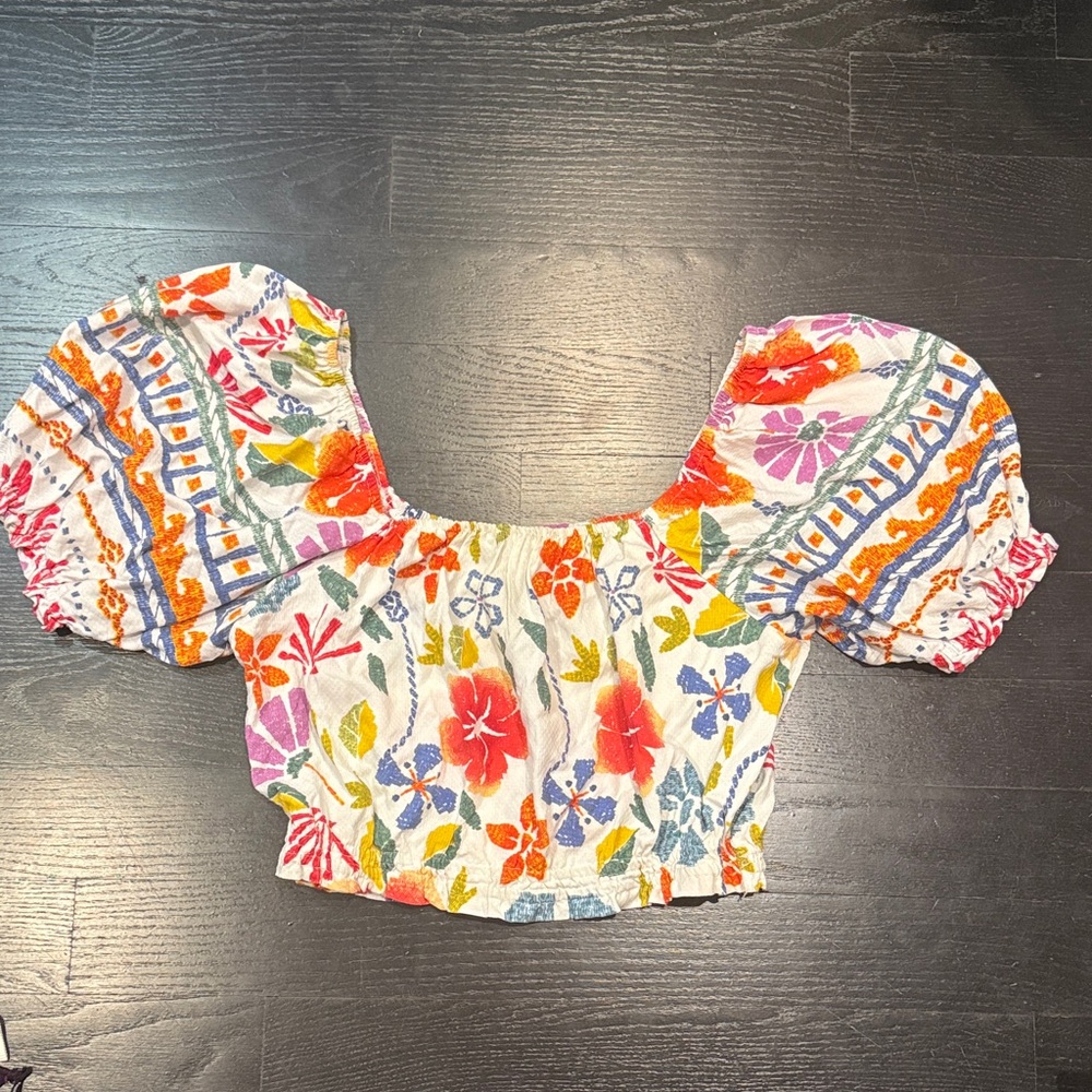 Cynthia Rowley Multicolor Floral Puff Sleeve Blouse